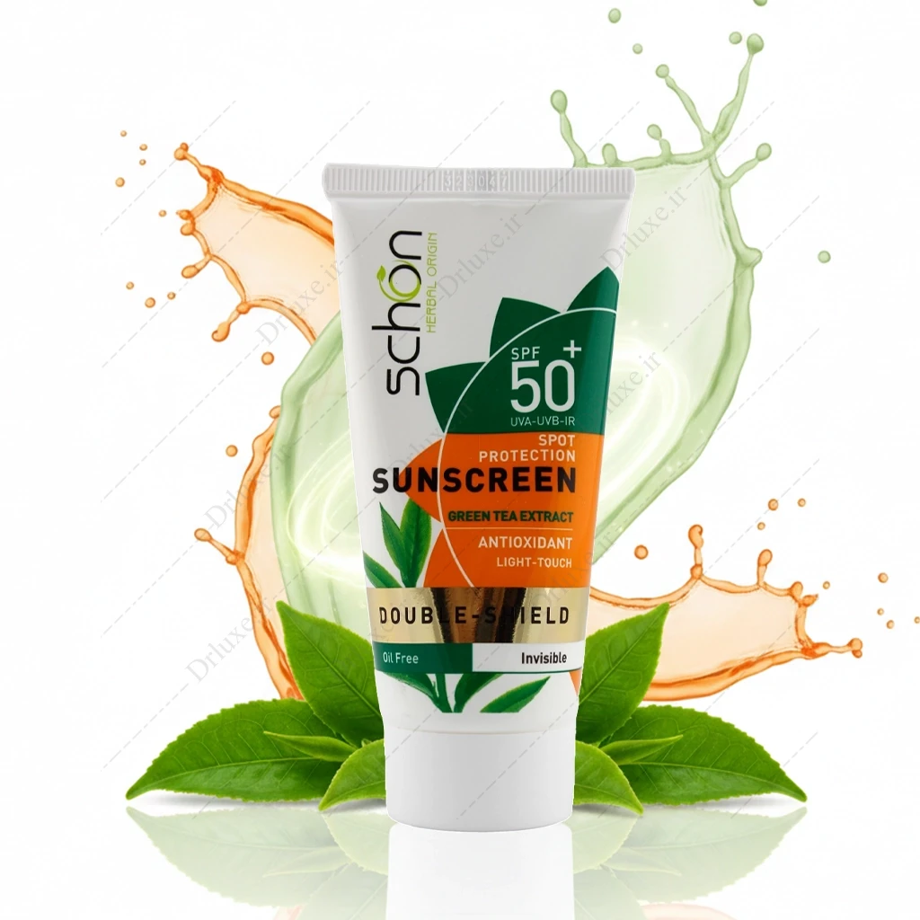 کرم ضد آفتاب SPF50 بی رنگ دابل شیلد فاقد چربی شون 50 میلی‌لیتر